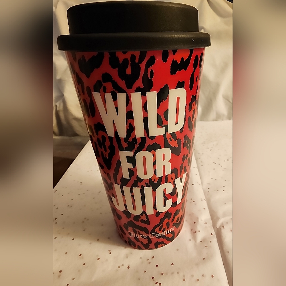 VINTAGE JUICY COUTURE SIP TOP CUP LEOPARD PRINT